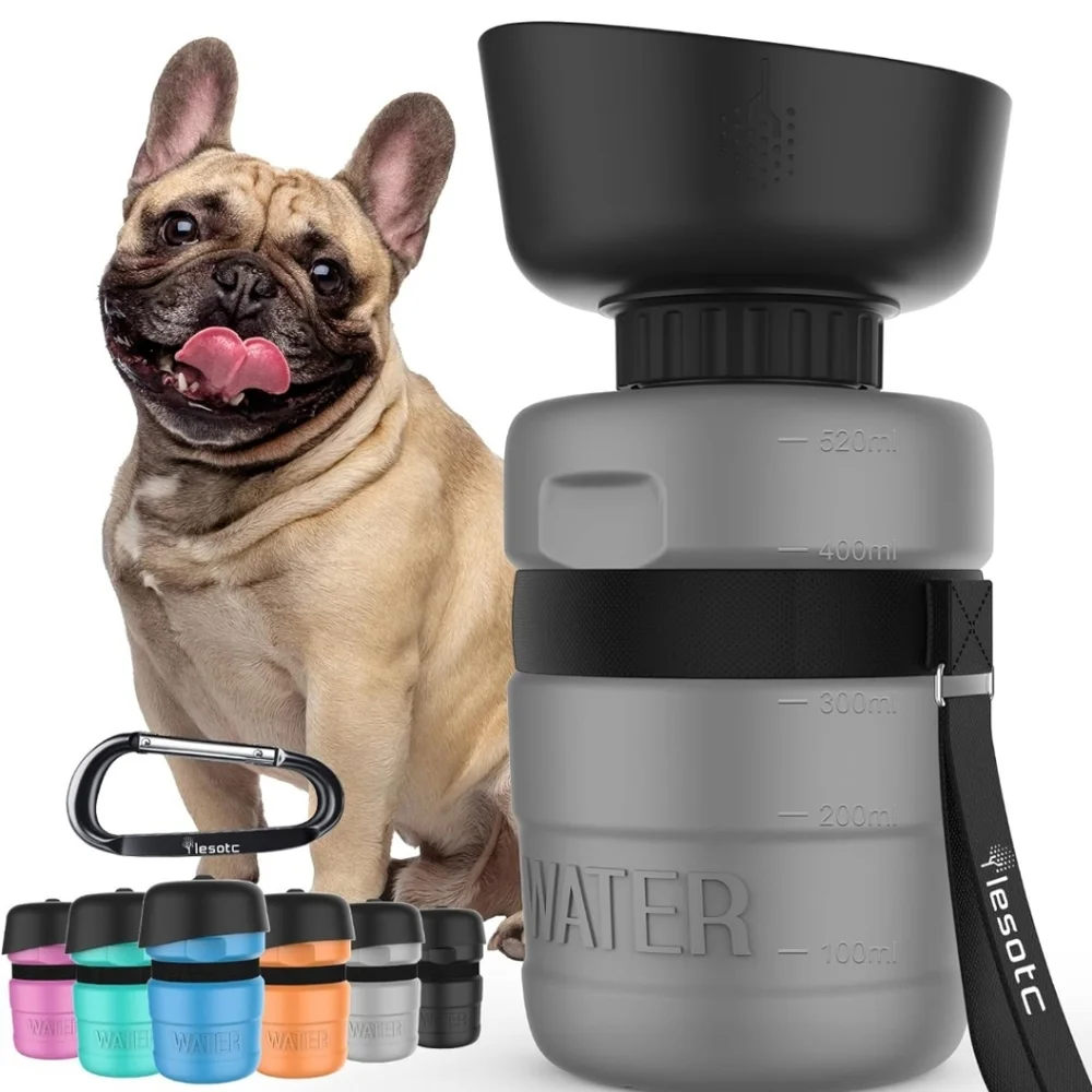 Foldable new hook collapsible pet water bottle 18oz